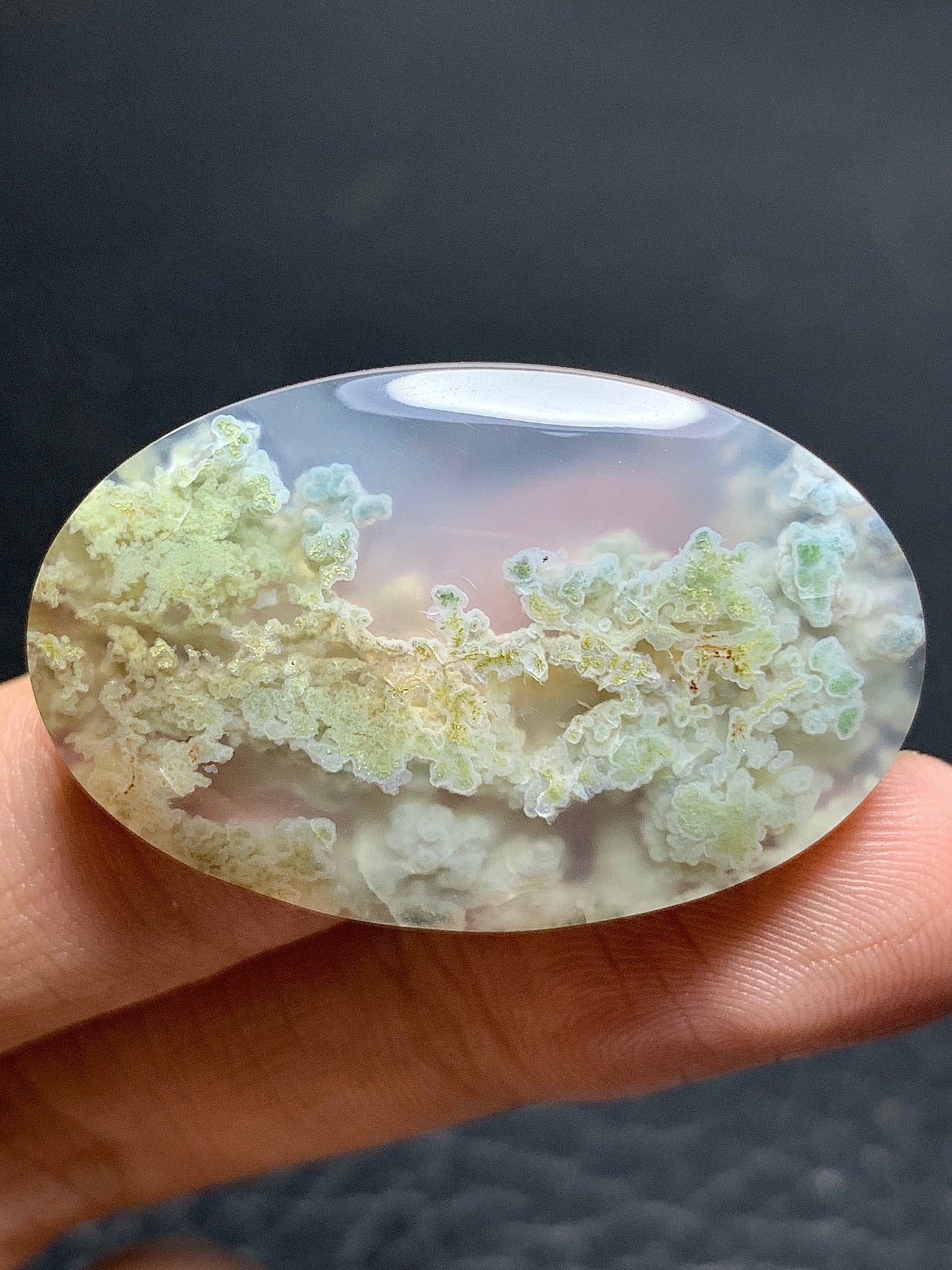 Scenic Moss Agate Oval Cabochon 36x23x6.5mm