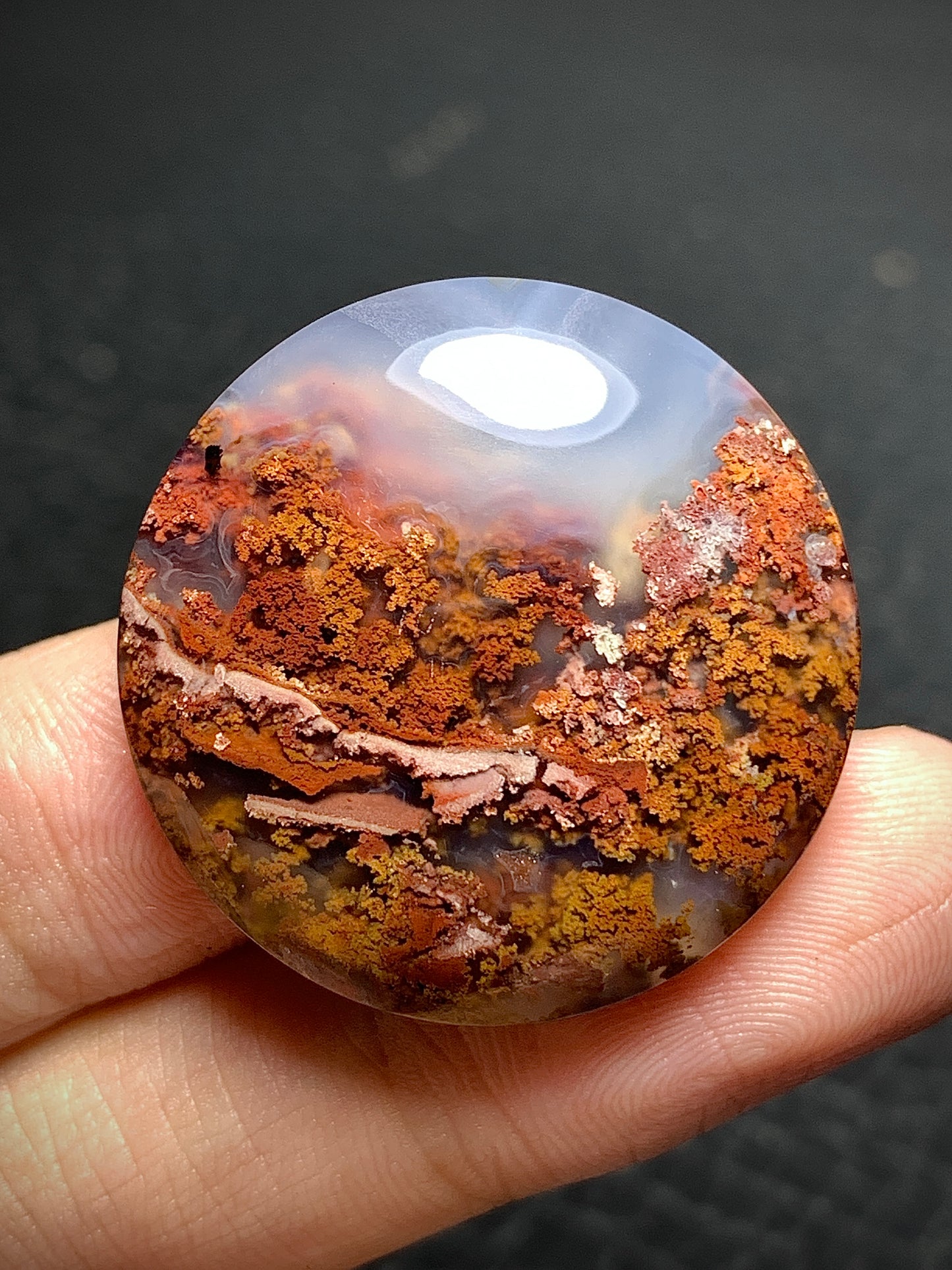 Scenic Moss Agate Round Cabochon 29x29x7.4mm