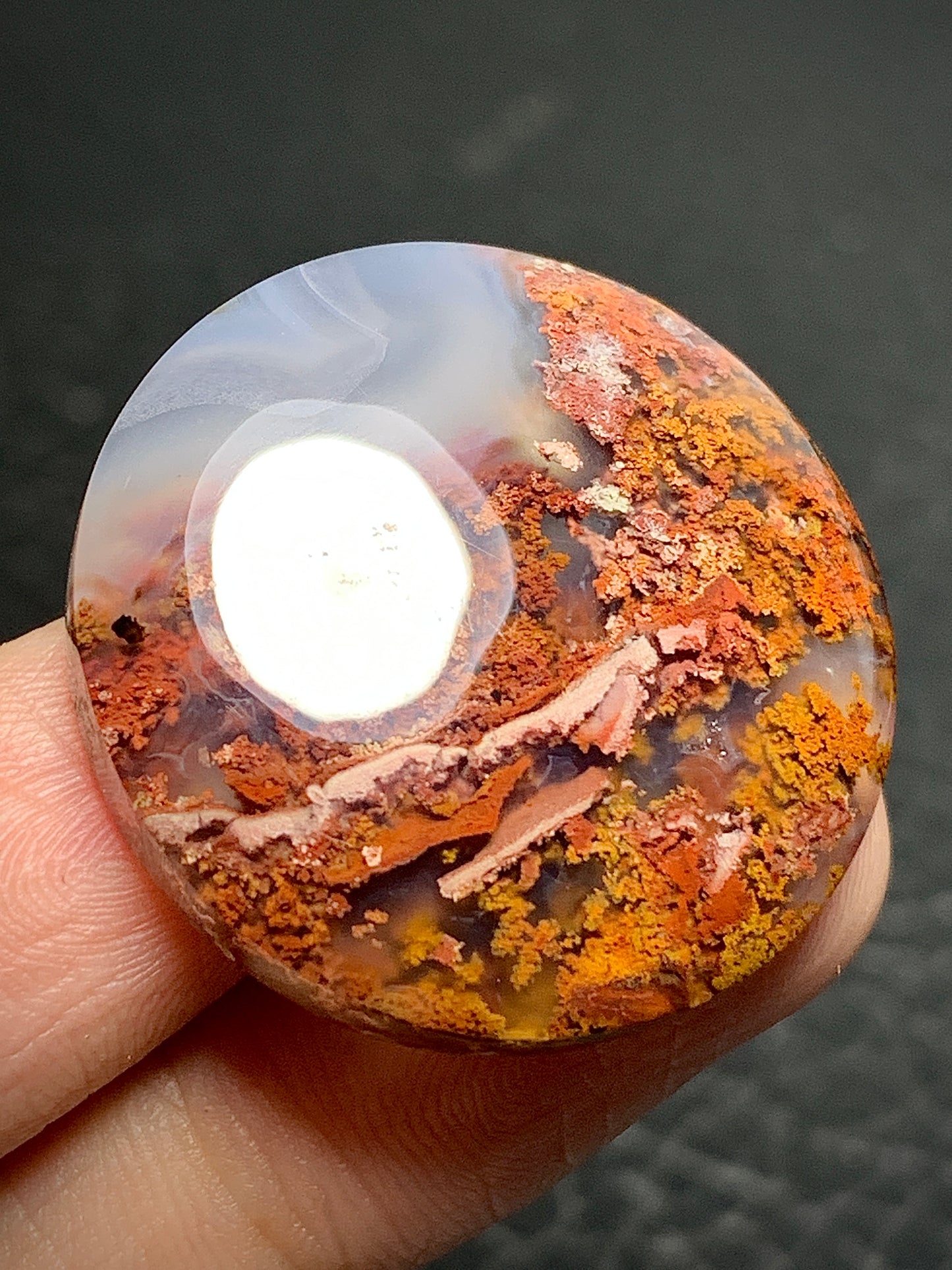 Scenic Moss Agate Round Cabochon 29x29x7.4mm