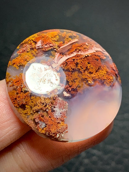 Scenic Moss Agate Round Cabochon 29x29x7.4mm