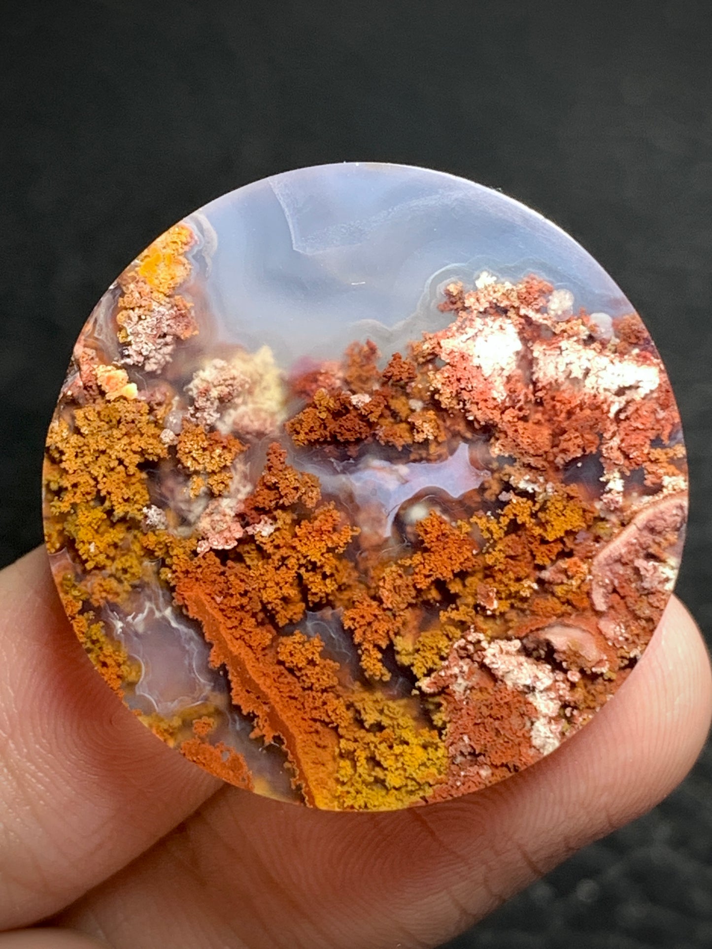 Scenic Moss Agate Round Cabochon 29x29x7.4mm