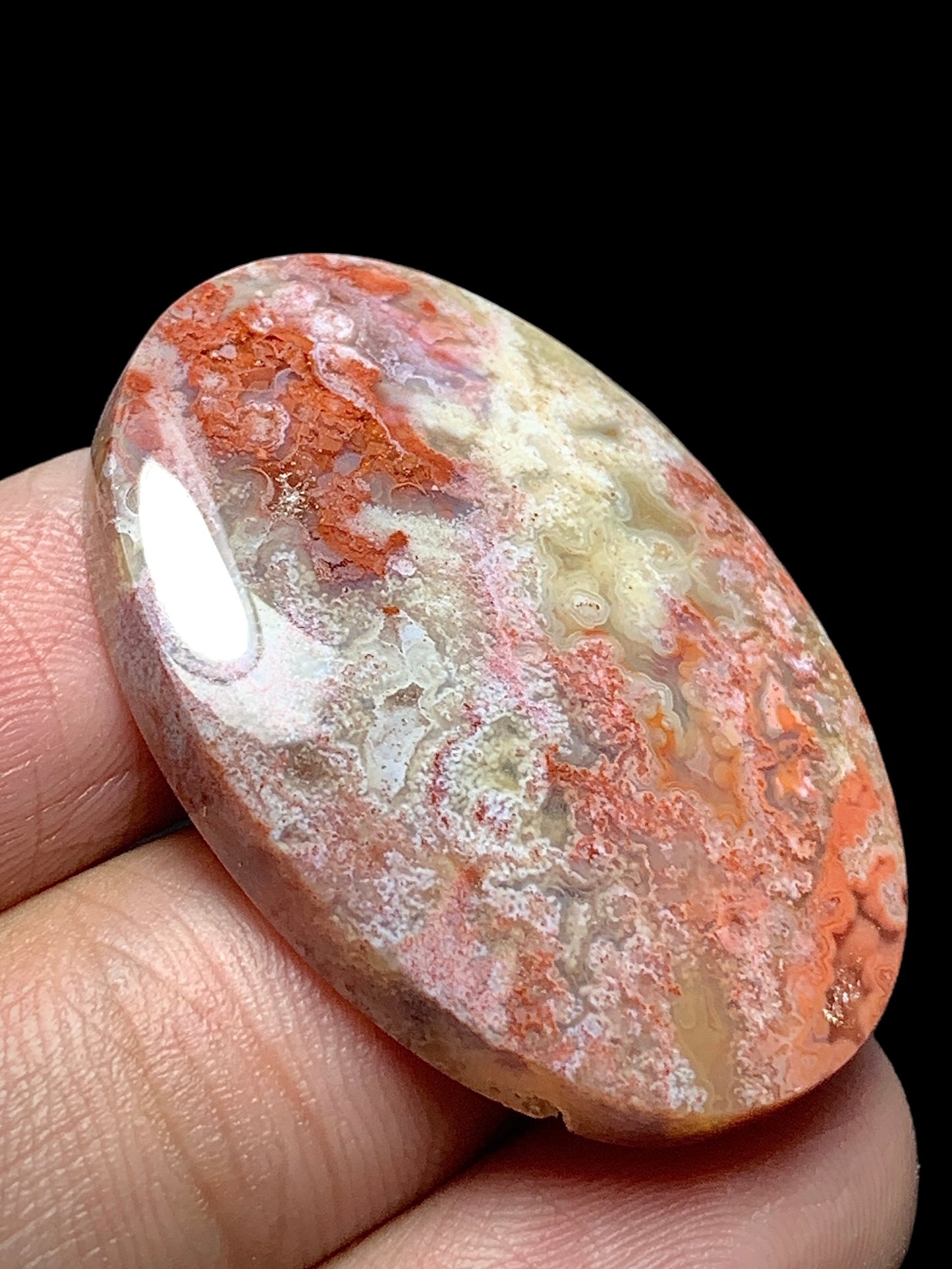 Moss Agate Oval Cabochon 34.5x24.5x6mm