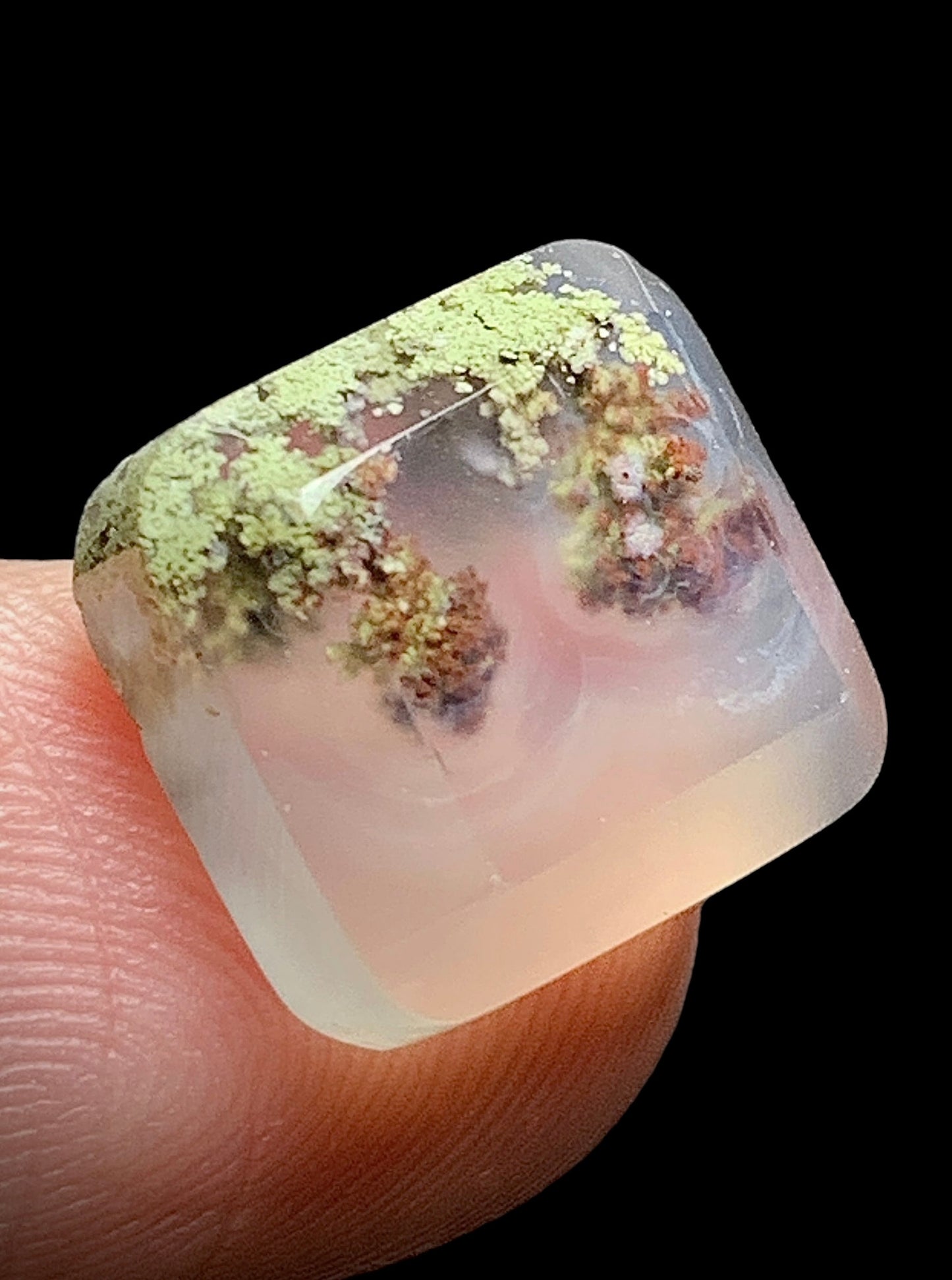 Tiny Scenic Moss Agate Square Cabochon 12x11x5mm