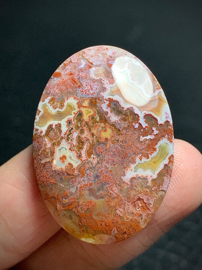 Moss Agate Oval Cabochon 31.5x22.5x6mm