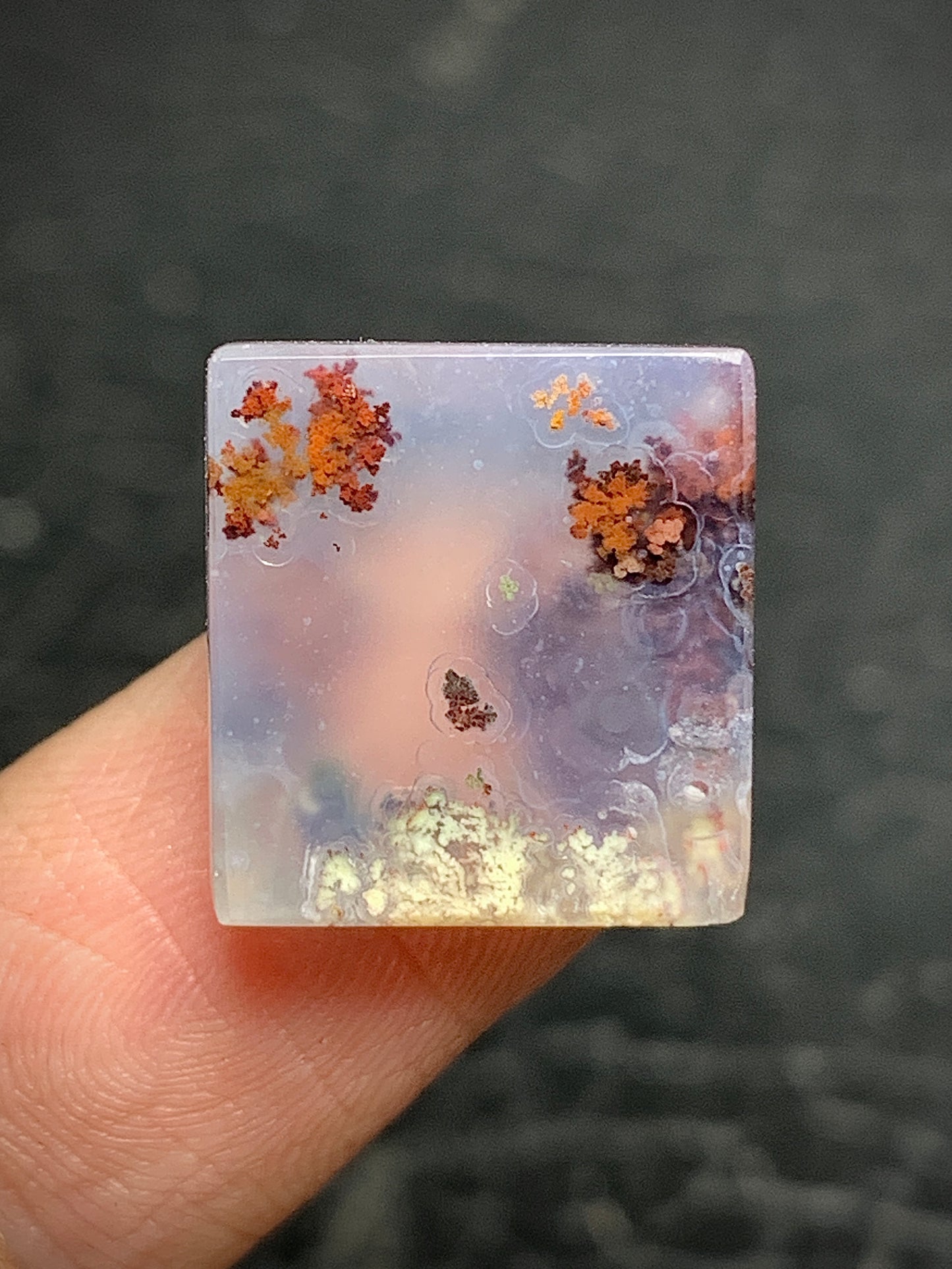 Tiny Scenic Moss Agate Rectangle Cabochon 14.5x13.6x6mm