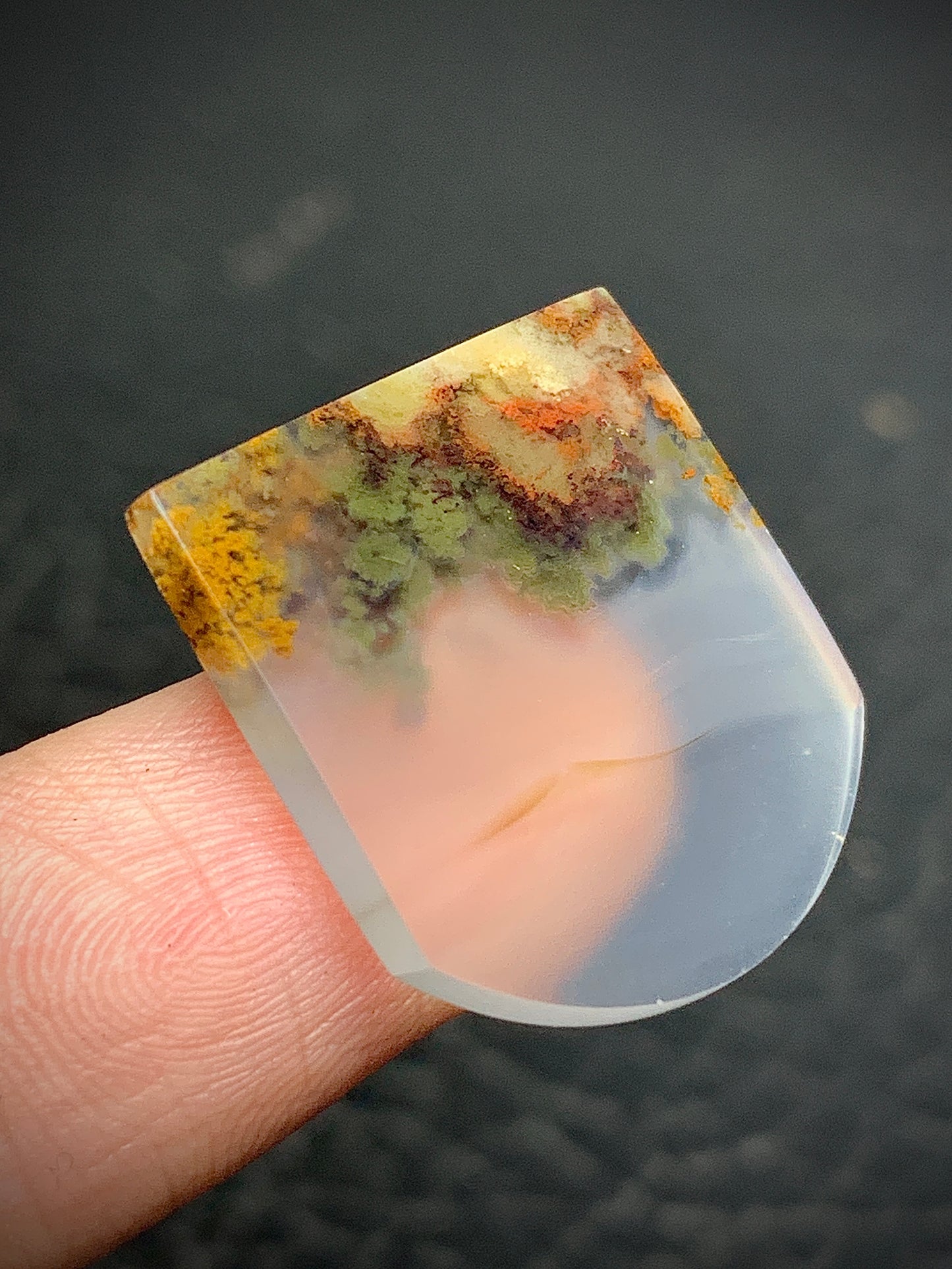 Scenic Moss Agate Fanshape Cabochon 21.4x20x3.8mm