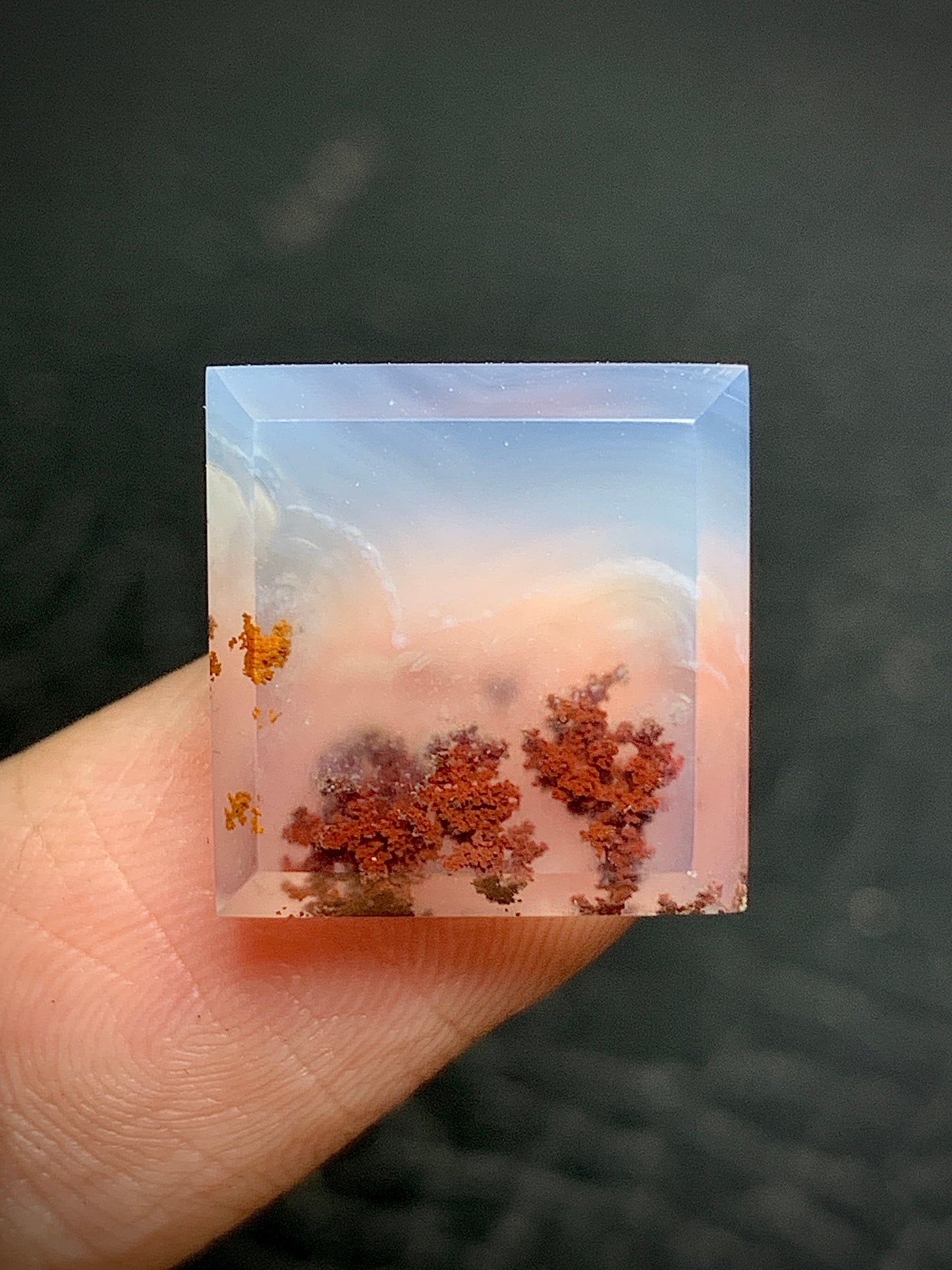 Tiny Scenic Moss Agate Rectangle Cabochon 14.5x14x5.2mm