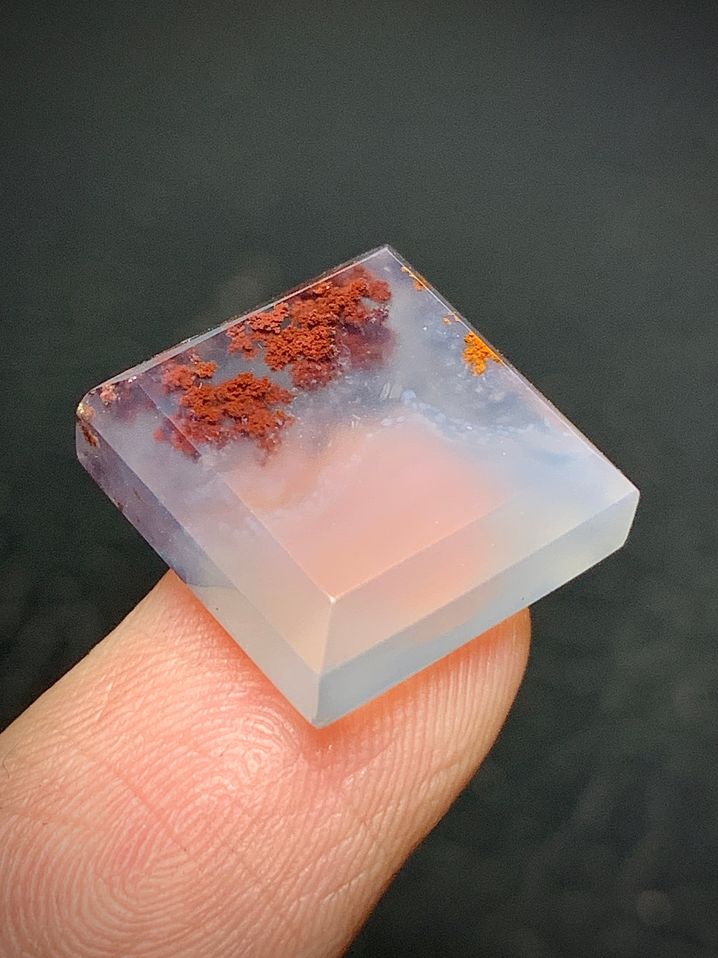 Tiny Scenic Moss Agate Rectangle Cabochon 14.5x14x5.2mm