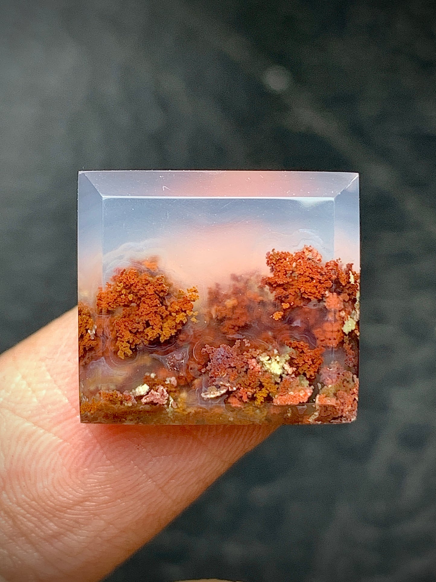 Tiny Scenic Moss Agate Rectangle Cabochon 16x14x5mm