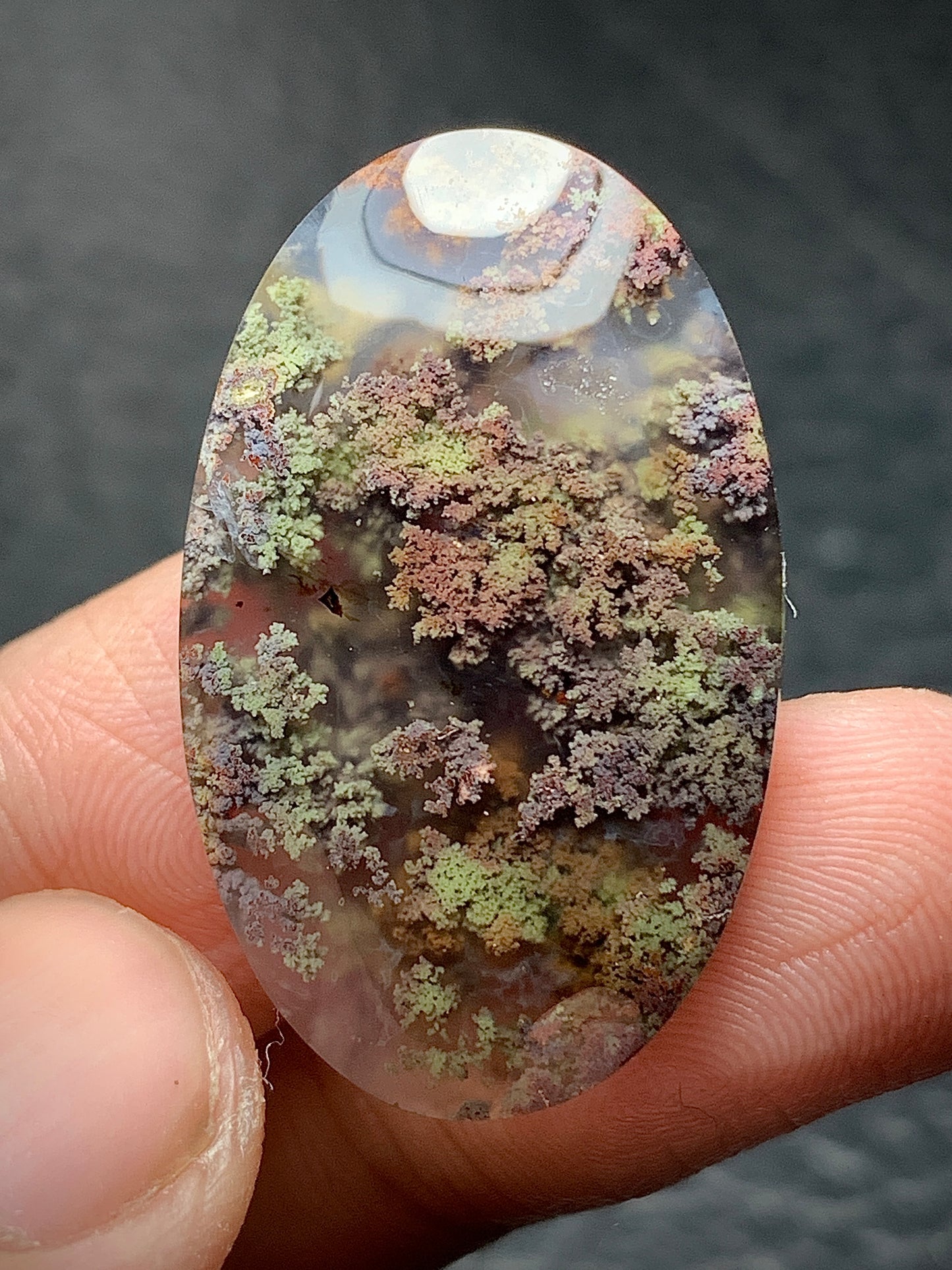 Scenic Moss Agate Oval Cabochon 30x18.5x6mm