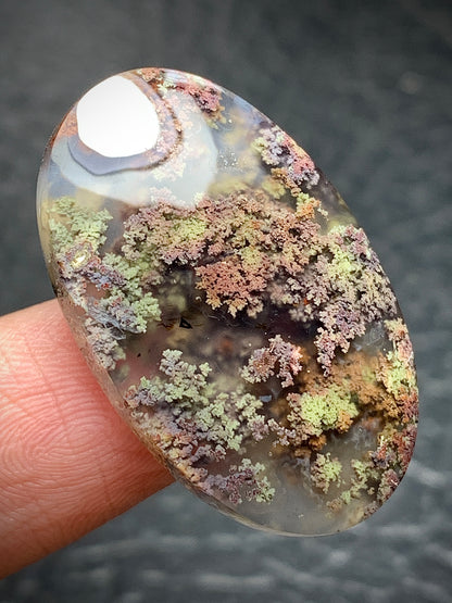 Scenic Moss Agate Oval Cabochon 30x18.5x6mm