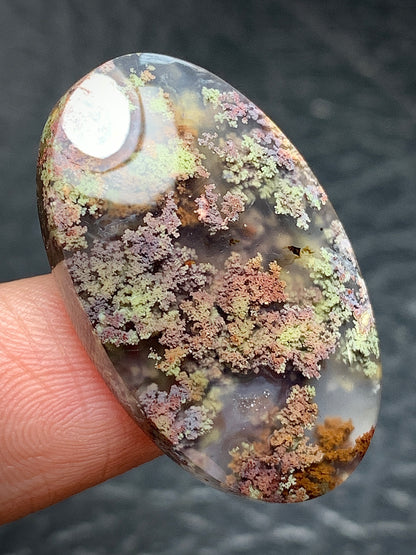 Scenic Moss Agate Oval Cabochon 30x18.5x6mm