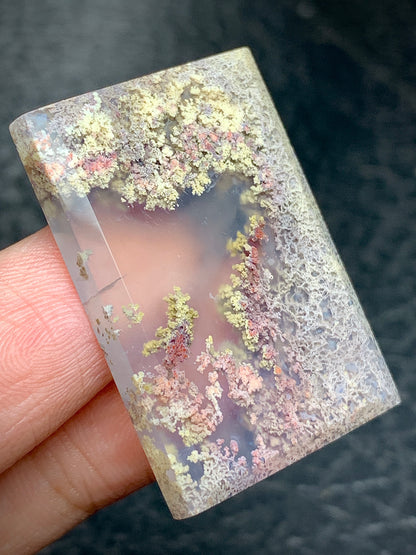 Scenic Moss Agate Rectangle Cabochon 33.4x28x5mm