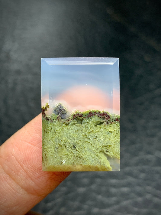 Scenic Moss Agate Rectangle Cabochon 23x16x5mm