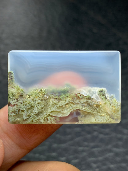 Scenic Moss Agate Rectangle Cabochon 30x19.5x4.5mm