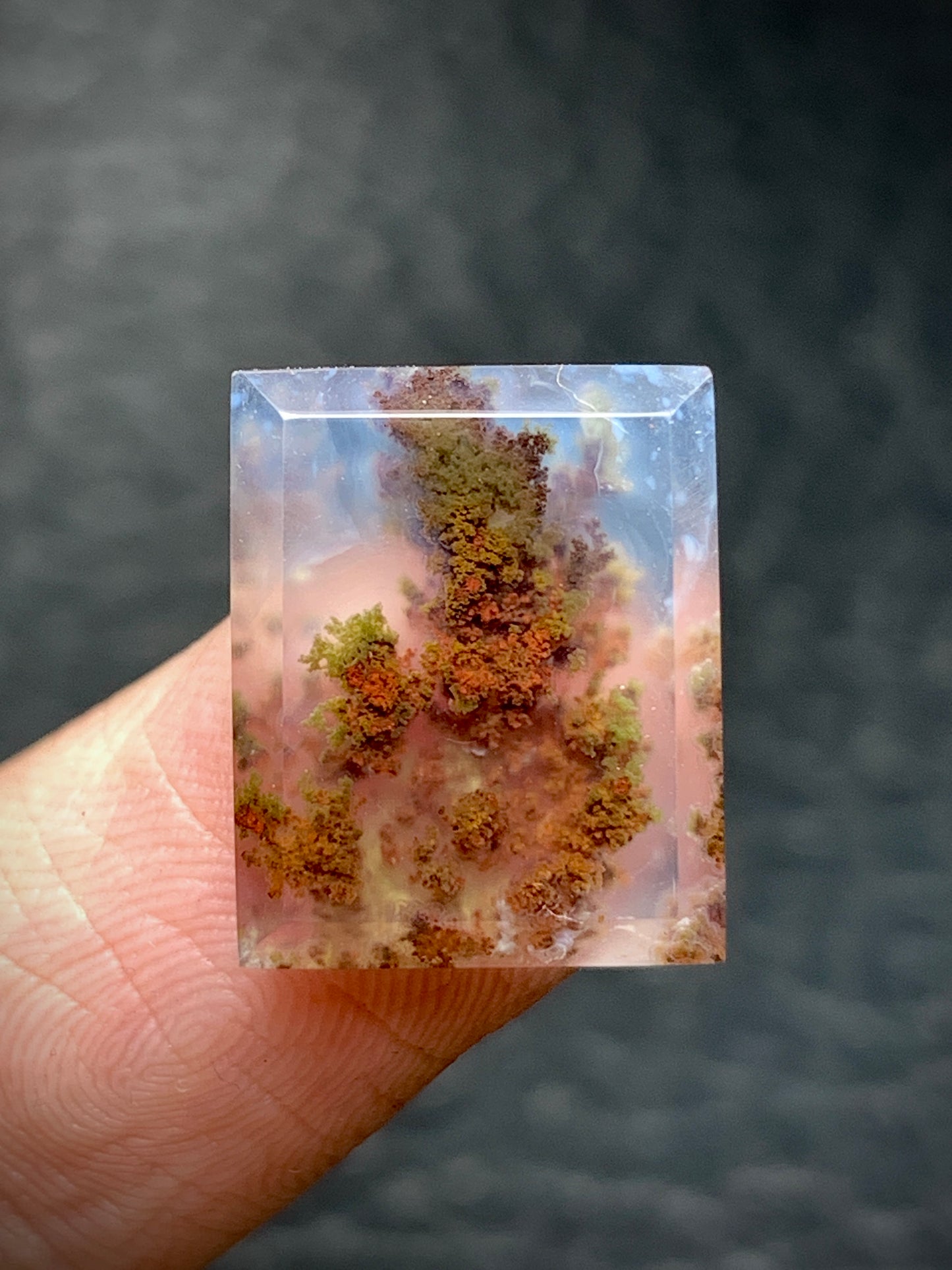 Tiny Scenic Moss Agate Rectangle Cabochon 14.8x12x3.5mm