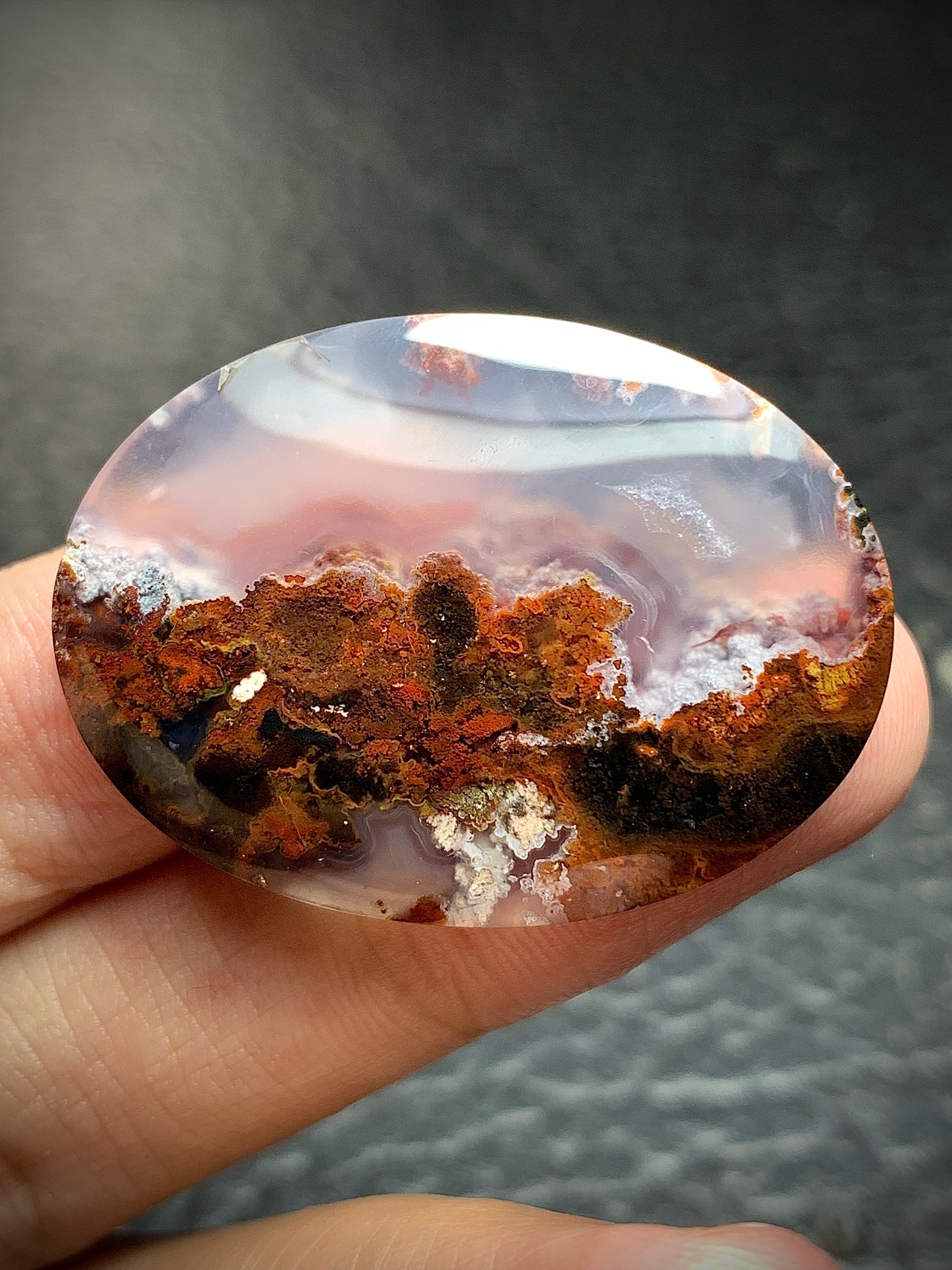 Scenic Moss Agate Oval Cabochon 35x25.5x6mm