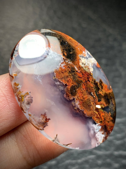 Scenic Moss Agate Oval Cabochon 35x25.5x6mm