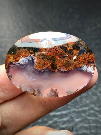 Scenic Moss Agate Oval Cabochon 35x25.5x6mm