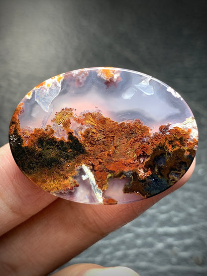 Scenic Moss Agate Oval Cabochon 35x25.5x6mm