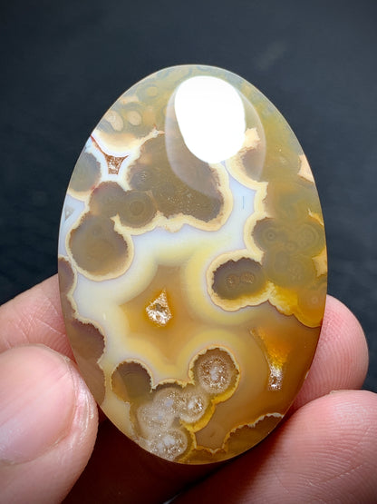 Orbicular Agate Oval Cabochon 38.3x26x5.5mm