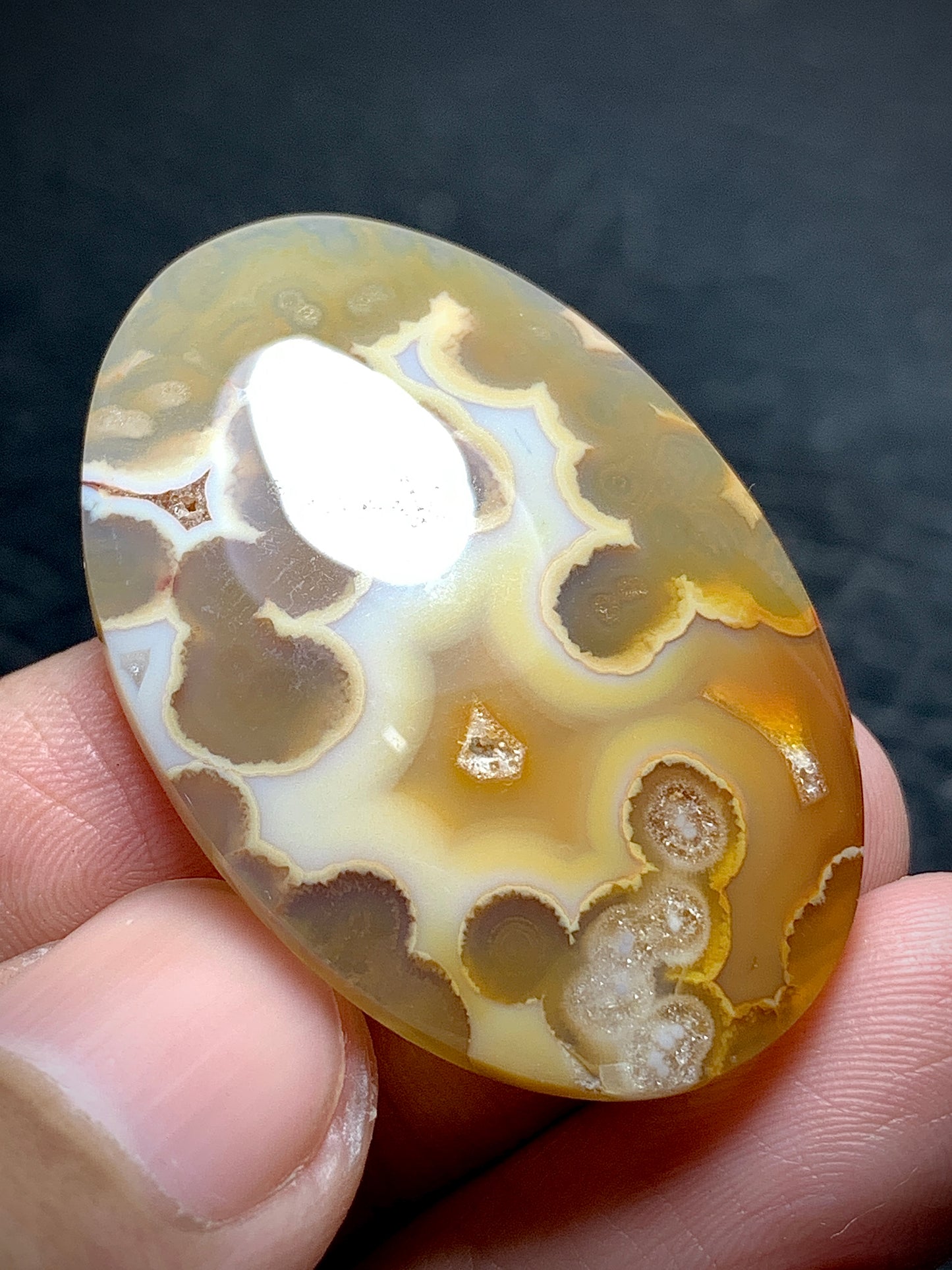 Orbicular Agate Oval Cabochon 38.3x26x5.5mm