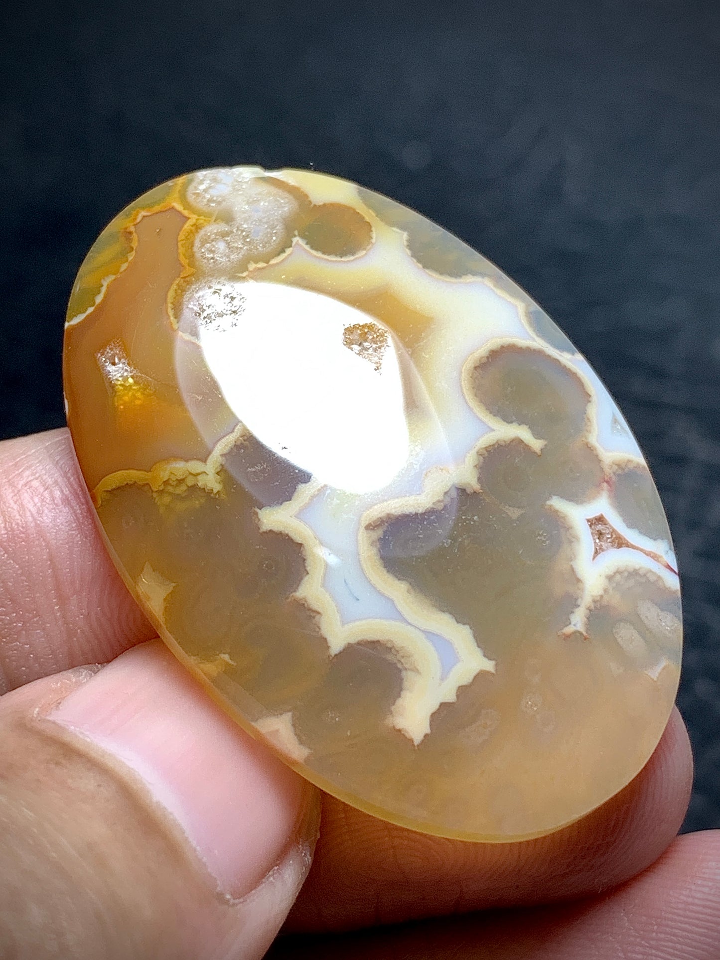 Orbicular Agate Oval Cabochon 38.3x26x5.5mm