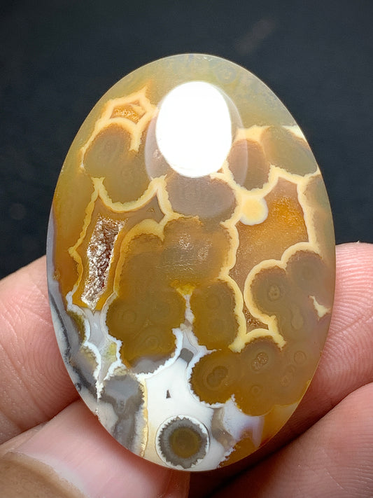 Unique Orbicular Agate Oval Cabochon 35x25x6mm