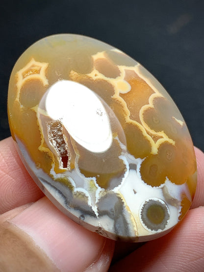 Unique Orbicular Agate Oval Cabochon 35x25x6mm