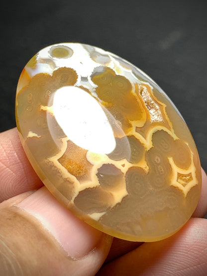 Unique Orbicular Agate Oval Cabochon 35x25x6mm