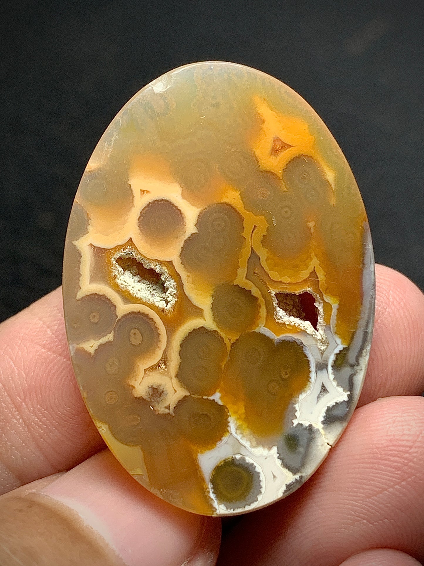 Unique Orbicular Agate Oval Cabochon 35x25x6mm