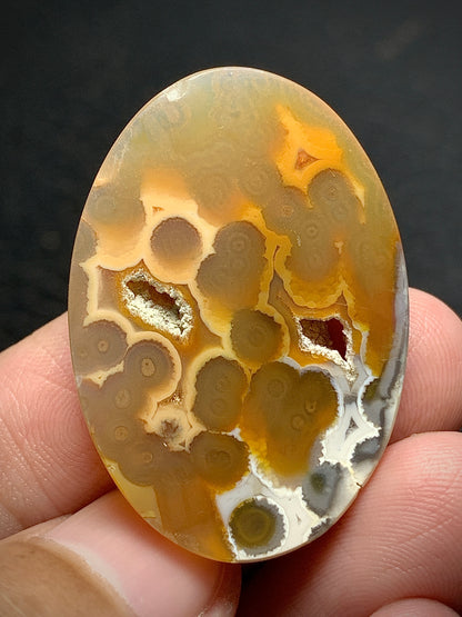 Unique Orbicular Agate Oval Cabochon 35x25x6mm