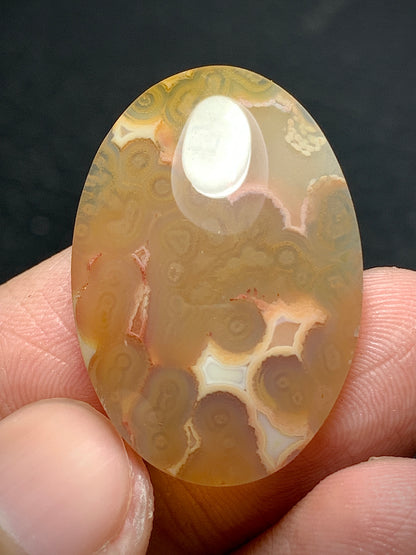 Orbicular Agate Oval Cabochon 29.5x20x5.8mm