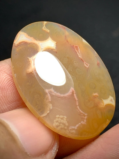 Orbicular Agate Oval Cabochon 29.5x20x5.8mm