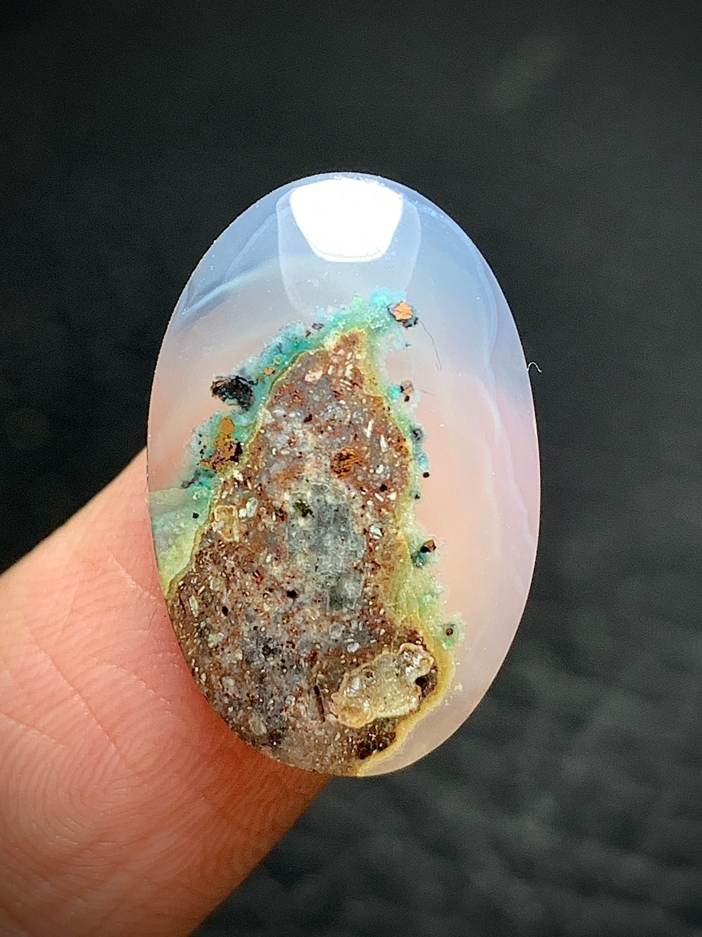 Chrysocolla with Native Copper Oval Cabochon 21x13.5x5.5mm