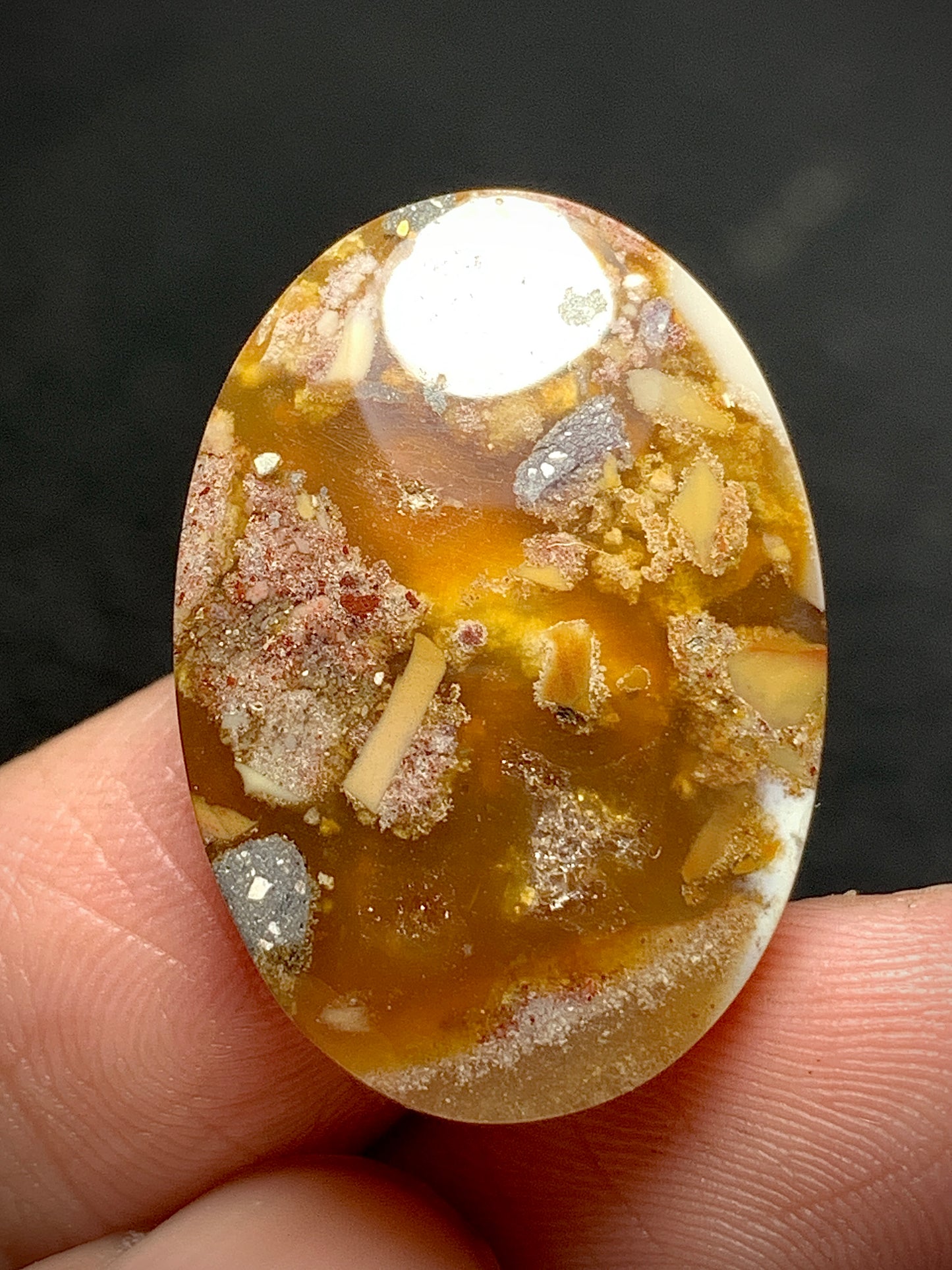 Conglomerate Agate Oval Cabochon 25x17.5x5.5mm