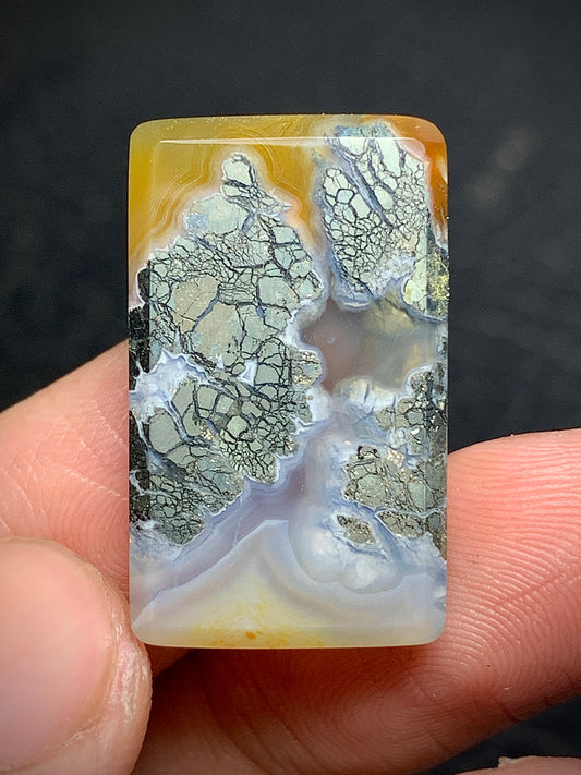 Marcasite Agate Rectangle Cabochon 25x15x5mm