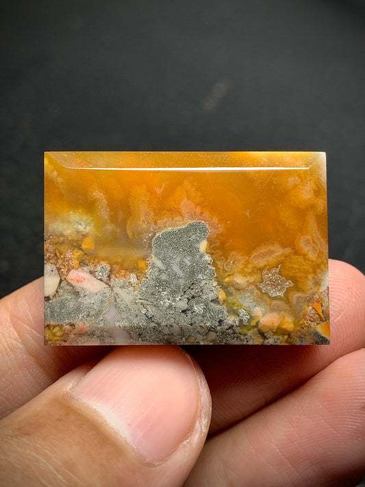 Unique Marcasite Agate Rectangle Cabochon 30x20.5x5.2mm