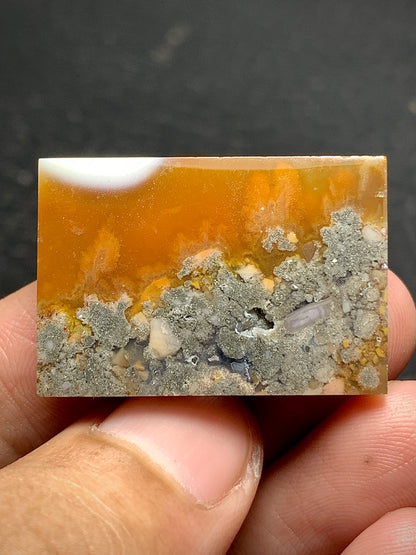 Unique Marcasite Agate Rectangle Cabochon 30x20.5x5.2mm