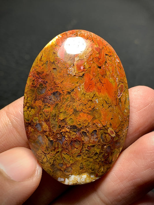 Unique Plume Agate Oval Cabochon 42.8x29x6.7mm