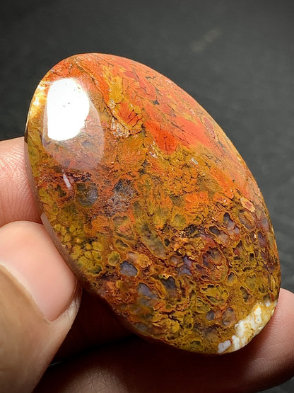 Unique Plume Agate Oval Cabochon 42.8x29x6.7mm