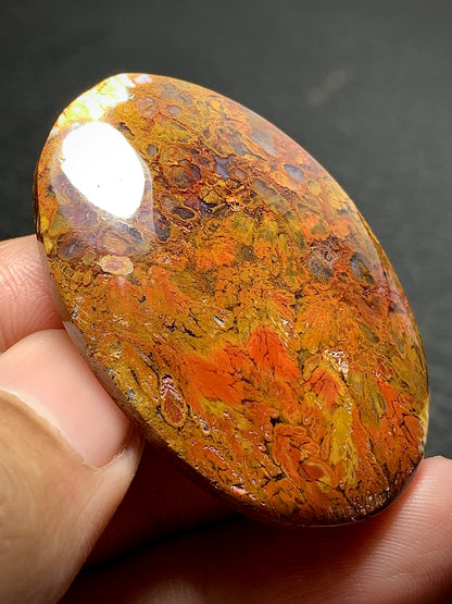 Unique Plume Agate Oval Cabochon 42.8x29x6.7mm