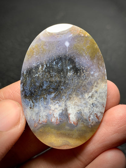 Unique Plume Agate Oval Cabochon 43x30x4.8mm