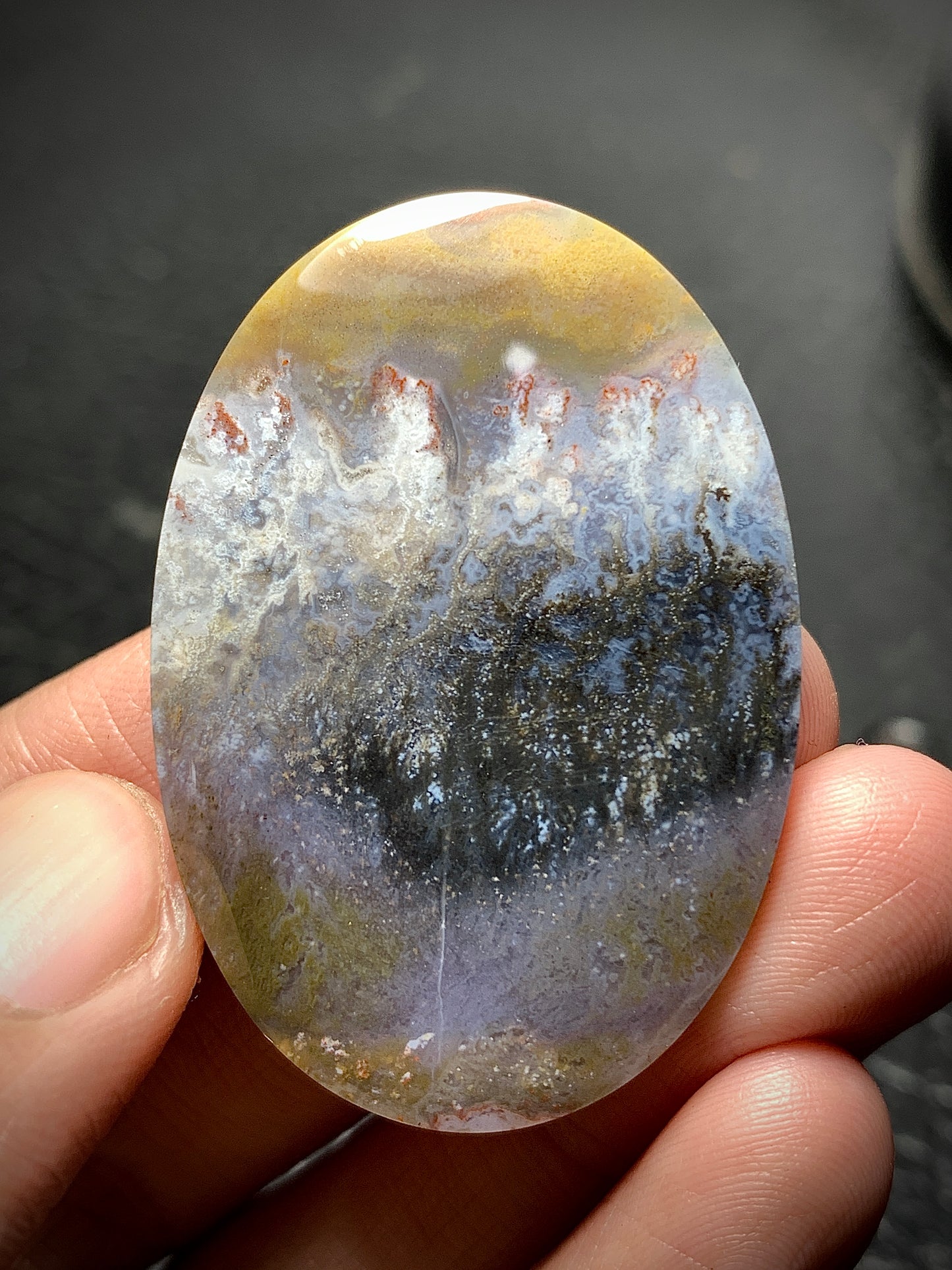 Unique Plume Agate Oval Cabochon 43x30x4.8mm