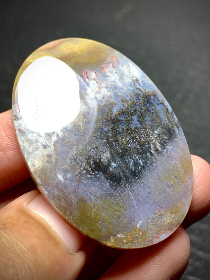 Unique Plume Agate Oval Cabochon 43x30x4.8mm