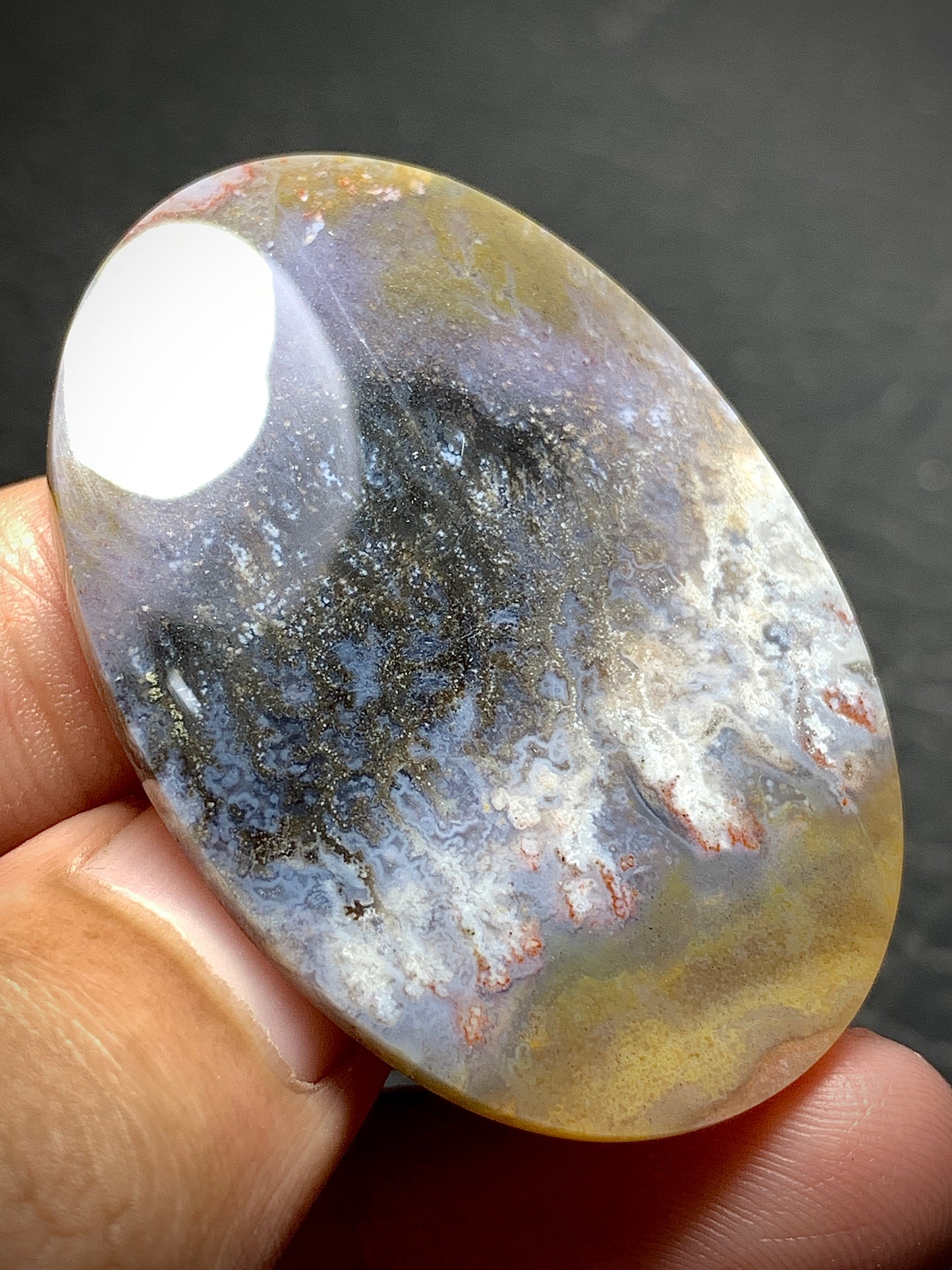 Unique Plume Agate Oval Cabochon 43x30x4.8mm