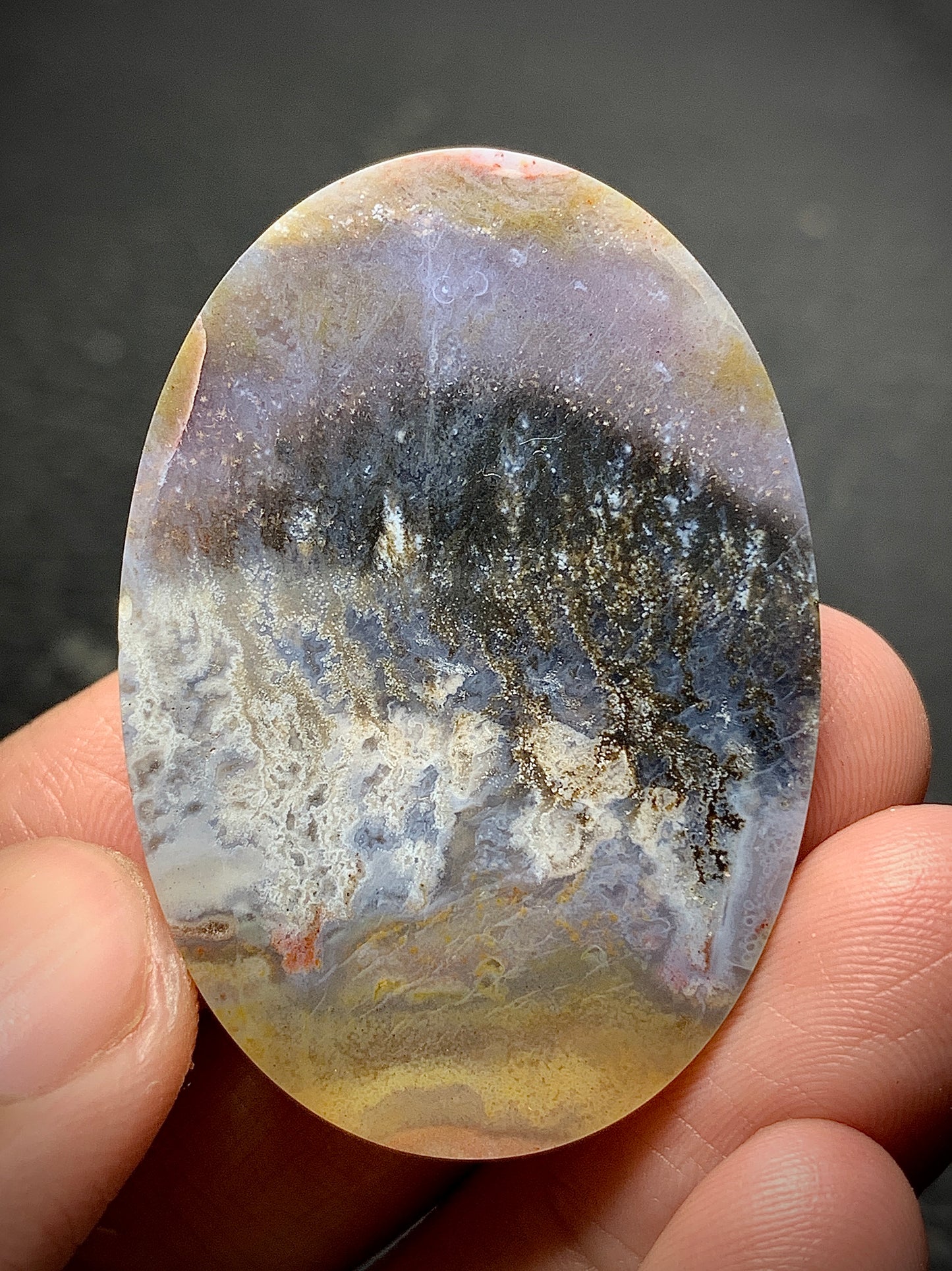 Unique Plume Agate Oval Cabochon 43x30x4.8mm