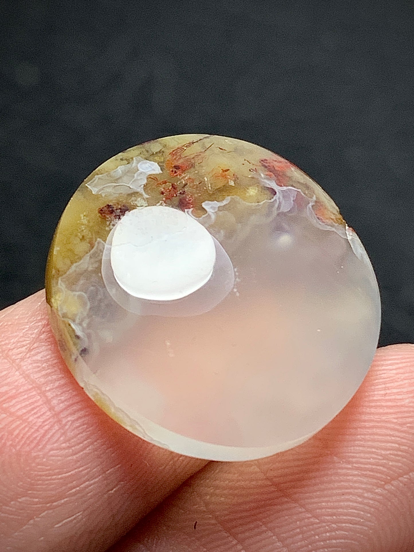 Scenic Moss Plume Agate Round Cabochon 18.8x18.8x5.7mm