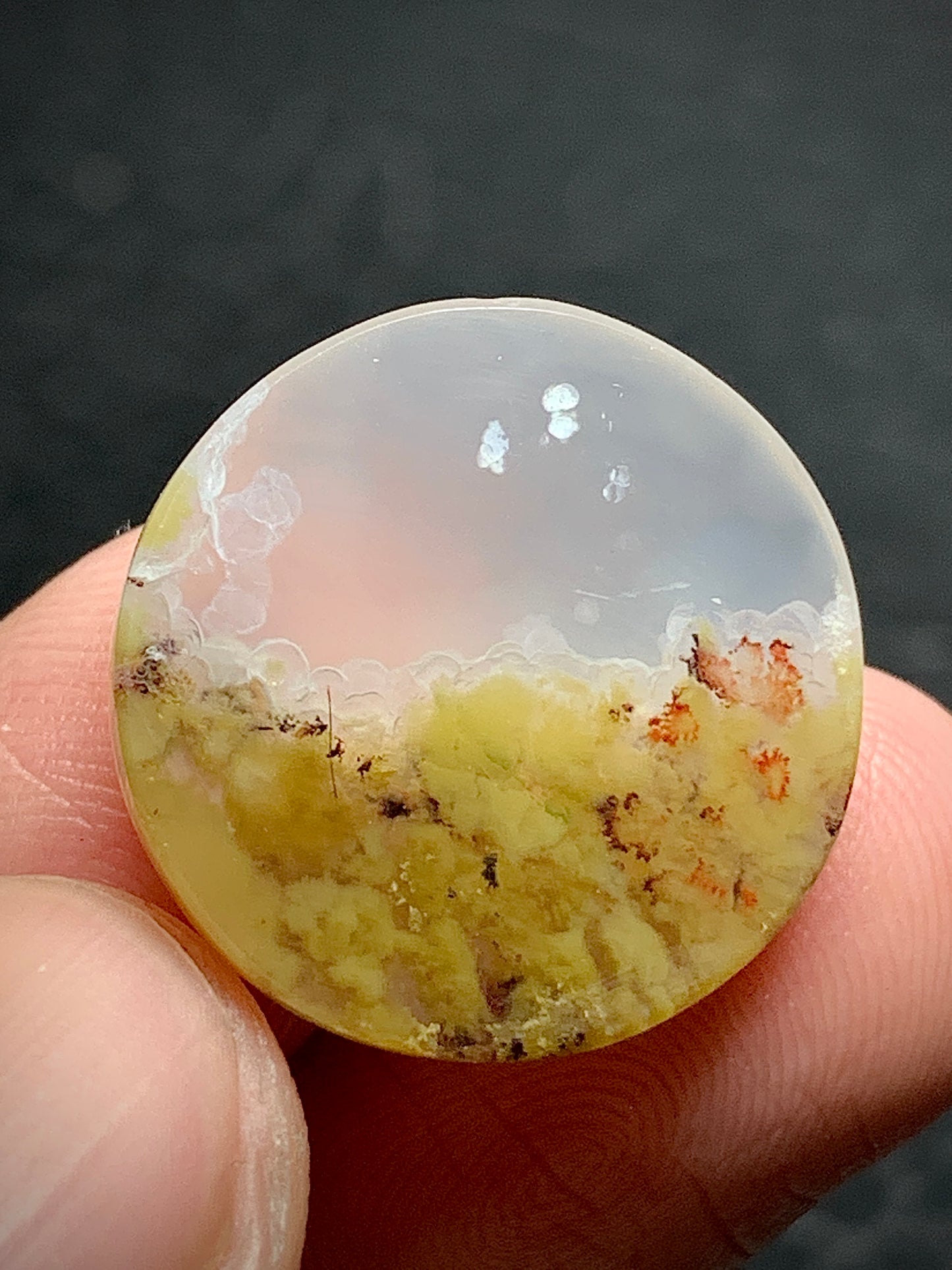 Scenic Moss Plume Agate Round Cabochon 18.8x18.8x5.7mm