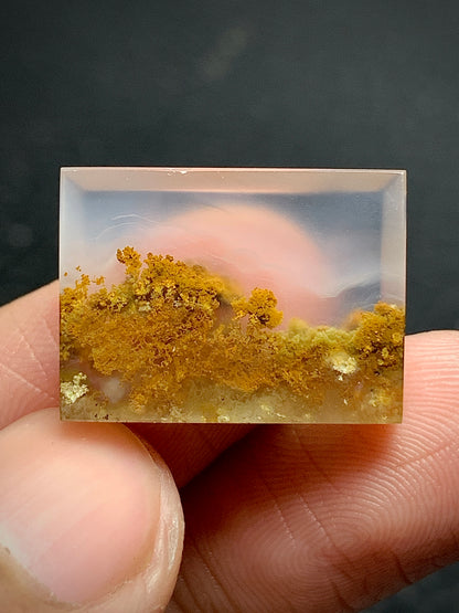 Scenic Moss Agate Rectangle Cabochon 19.5x14.3x4mm